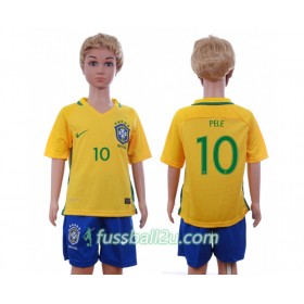 Günstige Fußballtrikots Brazil Pele 10 Kinder Heimtrikot 2016 Kurzarm