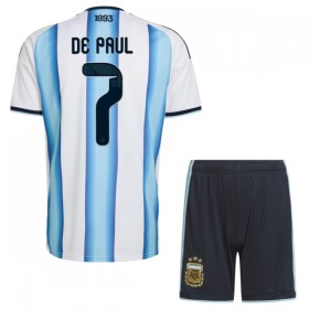 Günstige Fußballtrikots Argentinien De Paul 7 Kinder Heimtrikot FIFA WM 2026 Kurzarm