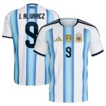 Günstige Fußballtrikots Argentinien J. Alvarez 9 Heimtrikot FIFA WM 2026 Kurzarm