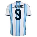 Günstige Fußballtrikots Argentinien J. Alvarez 9 Heimtrikot FIFA WM 2026 Kurzarm