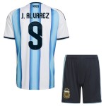 Günstige Fußballtrikots Argentinien J. Alvarez 9 Kinder Heimtrikot FIFA WM 2026 Kurzarm