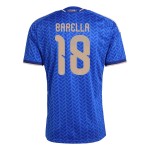 Günstige Fußballtrikots Italien Barella 18 Kinder Heimtrikot FIFA WM 2026 Kurzarm