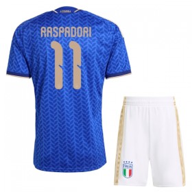 Günstige Fußballtrikots Italien Raspadori 11 Kinder Heimtrikot FIFA WM 2026 Kurzarm