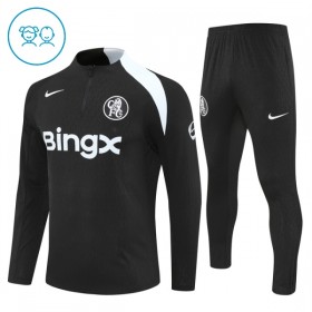 Kinder Chelsea Training Sweatshirts Viertelreißverschluss 2025-26 Schwarze