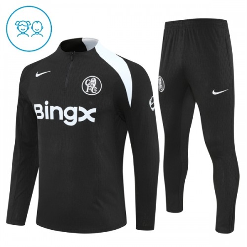 Kinder Chelsea Training Sweatshirts Viertelreißverschluss 2025-26 Schwarze Kinder Chelsea Training Sweatshirts Viertelreißverschluss 2025-26 Schwarze