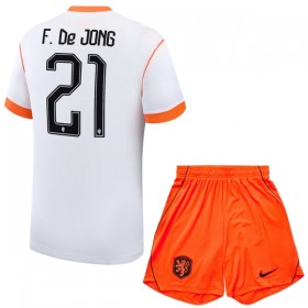 Günstige Fußballtrikots Niederlande Frenkie de Jong 21 Kinder Auswärtstrikot FIFA WM 2026 Kurzarm