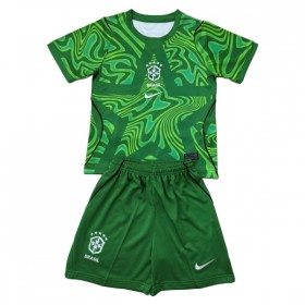 Günstige Fußballtrikots Brasilien Torwart Kinder Heimtrikot FIFA WM 2026 Grüne Kurzarm
