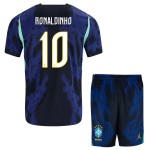 Günstige Fußballtrikots Brasilien Ronaldinho 10 Kinder Auswärtstrikot FIFA WM 2026 Kurzarm