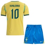 Günstige Fußballtrikots Brasilien Ronaldinho 10 Kinder Heimtrikot FIFA WM 2026 Kurzarm