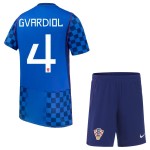 Günstige Fußballtrikots Kroatien Gvardiol 4 Kinder Auswärtstrikot FIFA WM 2026 Kurzarm