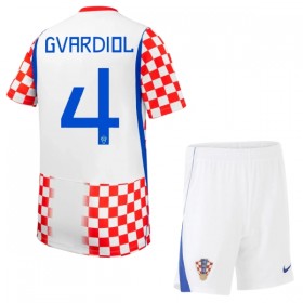Günstige Fußballtrikots Kroatien Gvardiol 4 Kinder Heimtrikot FIFA WM 2026 Kurzarm