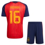 Günstige Fußballtrikots Spanien 2 Stars Rodrigo 16 Kinder Heimtrikot FIFA WM 2026 Kurzarm