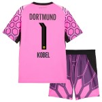 Günstige Fußballtrikots Borussia Dortmund Kobel 1 Torwart Kinder Auswärtstrikot 2026-27 Rosa Kurzarm